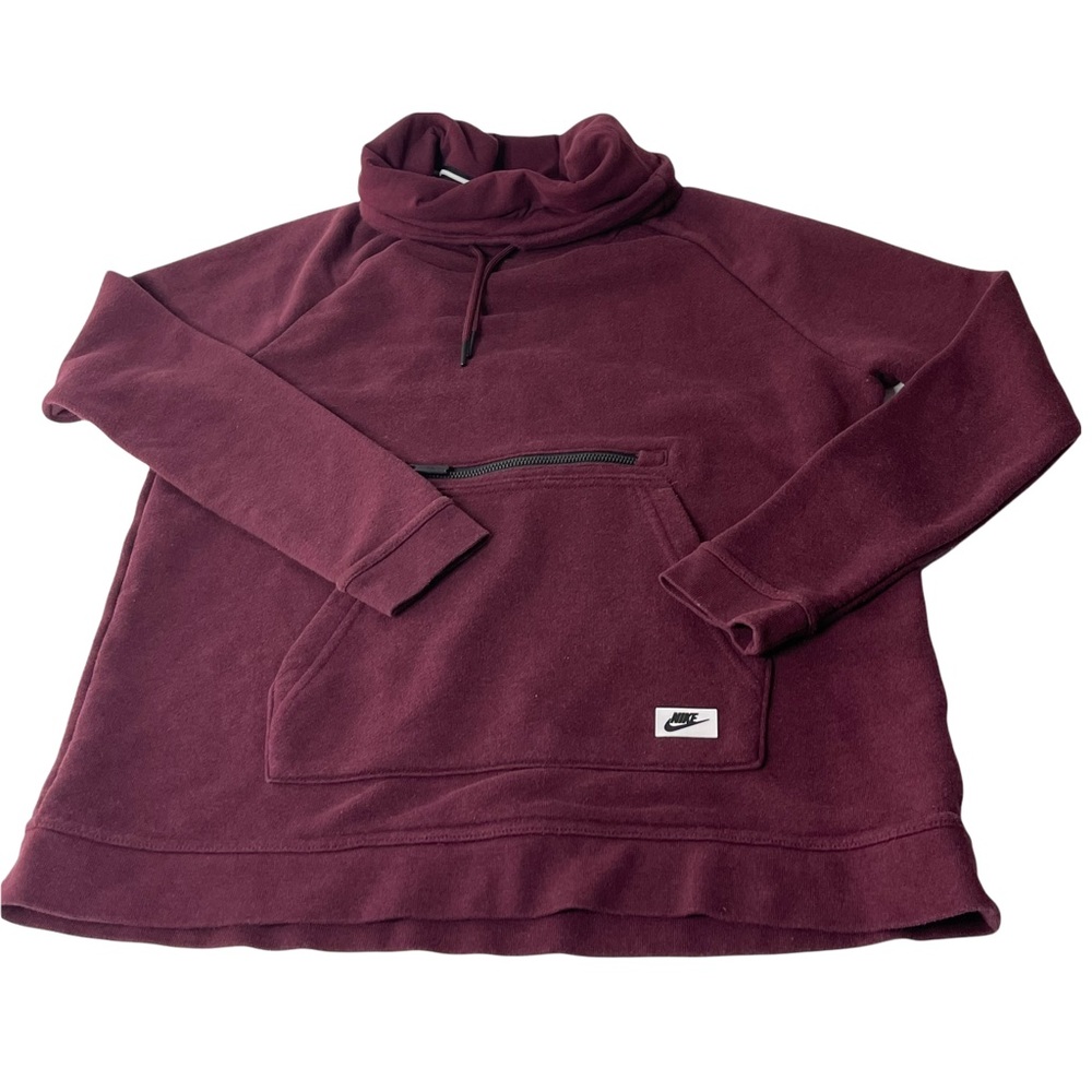 Nike Womens Burgandy Funnel Cowl Neck Hoodie Zipper Pocket